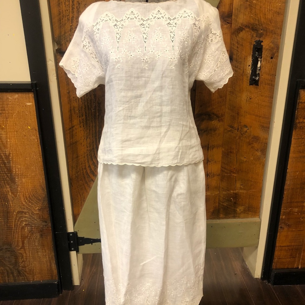 Vintage 1930s ivory linen skirt suit